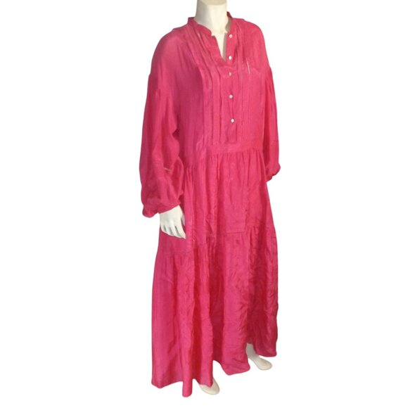 & OTHER STORIES Dress, M, HOT PINK, Midi, Slip, Ladder Cutouts, Long sleeves - Picture 4 of 13